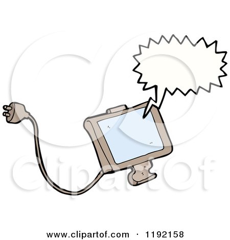 Cartoon of a Computer Monitor Speaking - Royalty Free Vector Illustration by lineartestpilot