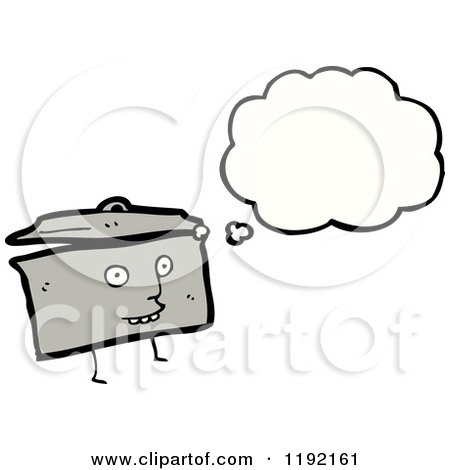 Cartoon of a Cooking Pan Thinking - Royalty Free Vector Illustration by lineartestpilot