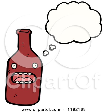Cartoon of a Condiment Bottle Thinking - Royalty Free Vector Illustration by lineartestpilot