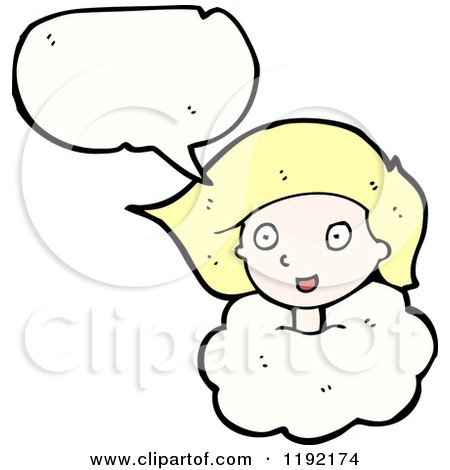 Cartoon of a Person with Their Head in the Clouds Speaking - Royalty Free Vector Illustration by lineartestpilot