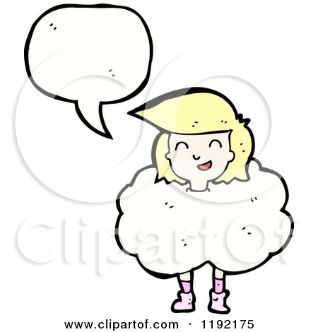 Cartoon of a Person with Their Head in the Clouds Speaking - Royalty Free Vector Illustration by lineartestpilot