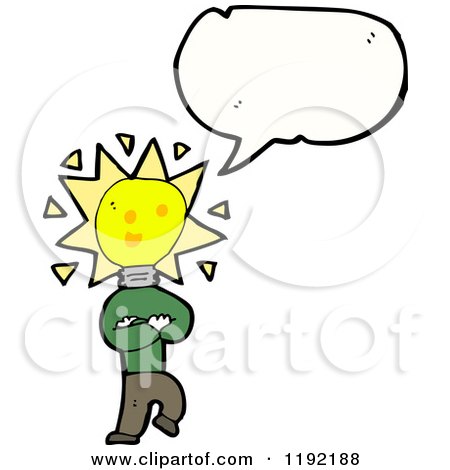 Cartoon of a Lightbulb Person Speaking - Royalty Free Vector Illustration by lineartestpilot