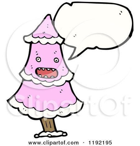 Cartoon of a Pink Christmas Tree - Royalty Free Vector Illustration by