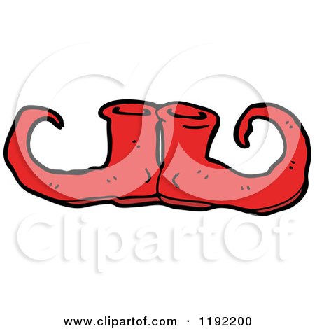 Cartoon of Red Elf Shoes - Royalty Free Vector Illustration by lineartestpilot