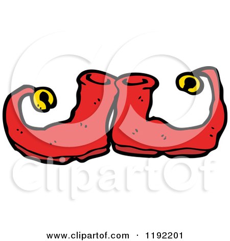 Cartoon of Red Elf Slippers - Royalty Free Vector Illustration by lineartestpilot