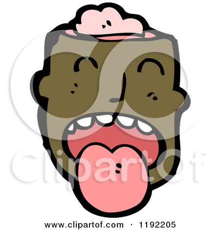 Cartoon of a Black Man's Head and Brains - Royalty Free Vector Illustration by lineartestpilot