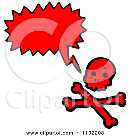 Cartoon of a Red Skull and Crossbones Speaking - Royalty Free Vector Illustration by lineartestpilot