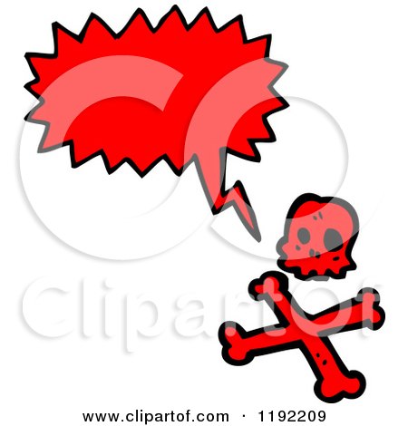 Cartoon of a Red Skull and Crossbones Speaking - Royalty Free Vector Illustration by lineartestpilot