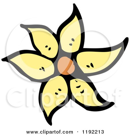 Cartoon of a Yellow Flower - Royalty Free Vector Illustration by lineartestpilot
