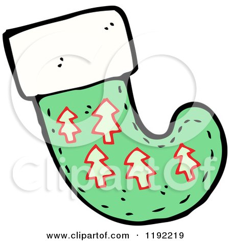 Cartoon of a Green Christmas Stocking - Royalty Free Vector Illustration by lineartestpilot