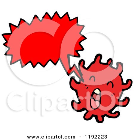 Cartoon of a Red Germ Speaking - Royalty Free Vector Illustration by lineartestpilot