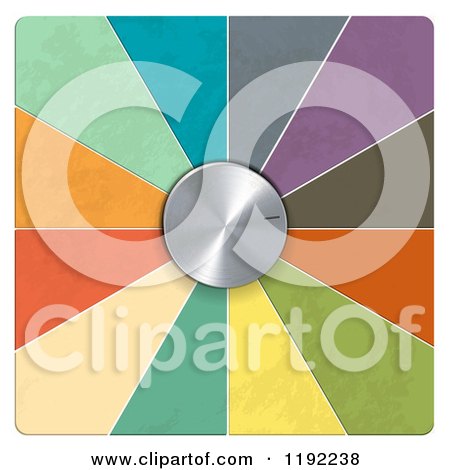 Clipart of a 3d Silver Dial and Colorful Segments, on White - Royalty Free Vector Illustration by elaineitalia