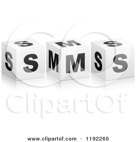 Clipart of 3d Black and White Cubes Spelling SMS - Royalty Free Vector Illustration by Andrei Marincas