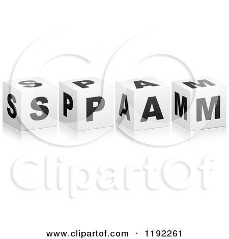 Clipart of 3d Black and White Cubes Spelling SPAM - Royalty Free Vector Illustration by Andrei Marincas