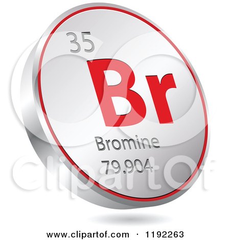Clipart of a 3d Floating Round Red and Silver Bromine Chemical Element Icon - Royalty Free Vector Illustration by Andrei Marincas