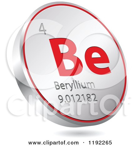 Clipart of a 3d Floating Round Red and Silver Beryllium Chemical Element Icon - Royalty Free Vector Illustration by Andrei Marincas