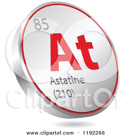 Clipart of a 3d Floating Round Red and Silver Astatine Chemical Element Icon - Royalty Free Vector Illustration by Andrei Marincas