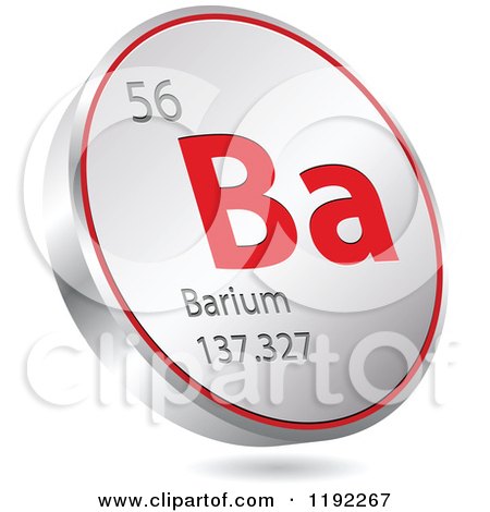 Clipart of a 3d Floating Round Red and Silver Barium Chemical Element Icon - Royalty Free Vector Illustration by Andrei Marincas