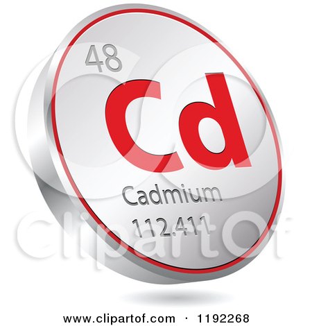 Clipart of a 3d Floating Round Red and Silver Cadmium Chemical Element Icon - Royalty Free Vector Illustration by Andrei Marincas