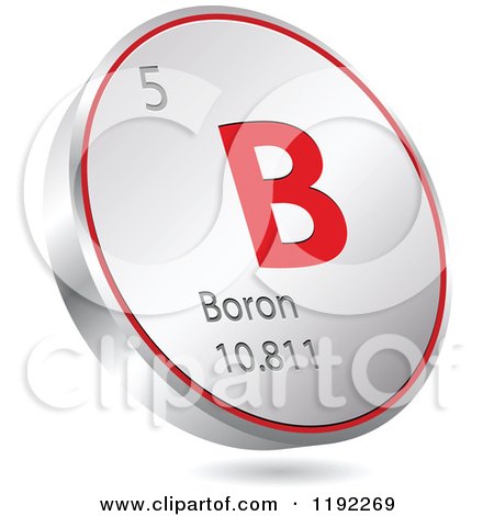 Clipart of a 3d Floating Round Red and Silver Boron Chemical Element Icon - Royalty Free Vector Illustration by Andrei Marincas