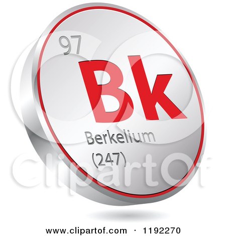 Clipart of a 3d Floating Round Red and Silver Berkelium Chemical Element Icon - Royalty Free Vector Illustration by Andrei Marincas