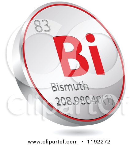 Clipart of a 3d Floating Round Red and Silver Bismuth Chemical Element Icon - Royalty Free Vector Illustration by Andrei Marincas