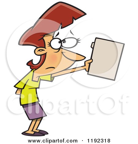 Cartoon of a Nervous Businesswoman Submitting a File - Royalty Free Vector Clipart by toonaday