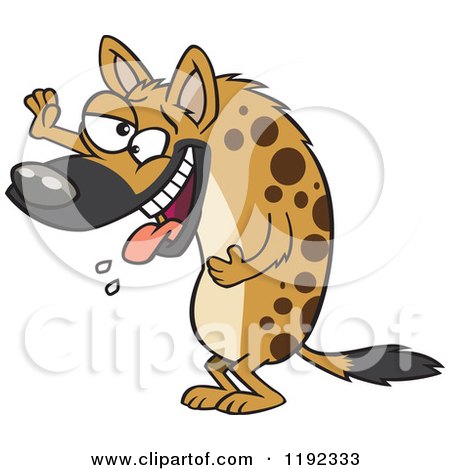 Cartoon of a Laughing Hyena Slobbering and Holding up a Paw - Royalty Free Vector Clipart by toonaday