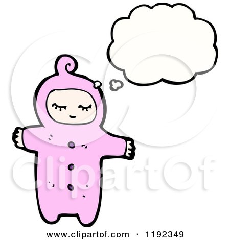 Cartoon of a Toddler in Pajamas Thinking - Royalty Free Vector Illustration by lineartestpilot