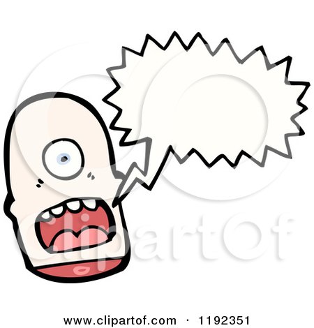 Cartoon of a One-Eyed Head Speaking - Royalty Free Vector Illustration by lineartestpilot