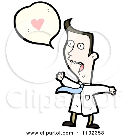 Cartoon of Doctor Speaking of Love - Royalty Free Vector Illustration by lineartestpilot