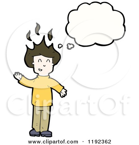 Cartoon of a Boy Thinking - Royalty Free Vector Illustration by lineartestpilot
