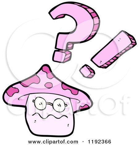 Cartoon of a Toadstool and Punctuation Marks - Royalty Free Vector Illustration by lineartestpilot