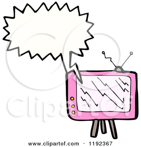 Cartoon of a Pink Television Speaking - Royalty Free Vector Illustration by lineartestpilot