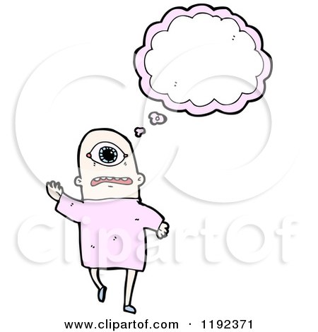 Cartoon of a Female Cyclops Thinking - Royalty Free Vector Illustration by lineartestpilot