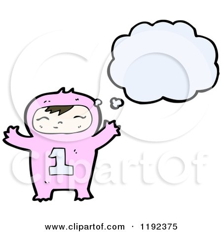 Cartoon of a Toddler in Pajamas Thinking - Royalty Free Vector Illustration by lineartestpilot