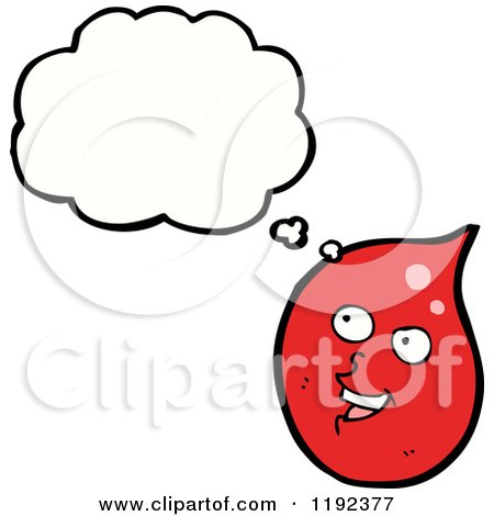 Cartoon of a Red Drop Thinking - Royalty Free Vector Illustration by lineartestpilot