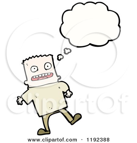 Cartoon of a Boy with a Crew Cut Thinking - Royalty Free Vector Illustration by lineartestpilot