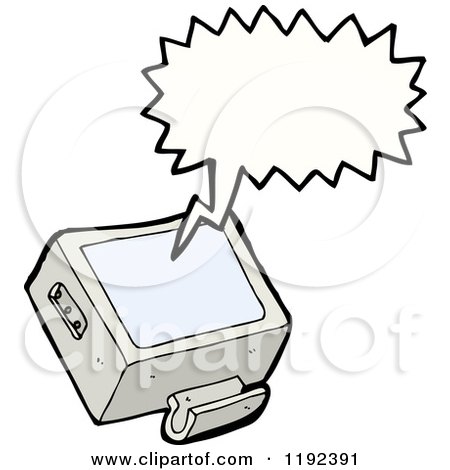Cartoon of a Computer Speaking - Royalty Free Vector Illustration by lineartestpilot