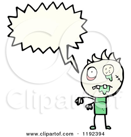 Cartoon of a Stick Zombie Speaking - Royalty Free Vector Illustration by lineartestpilot