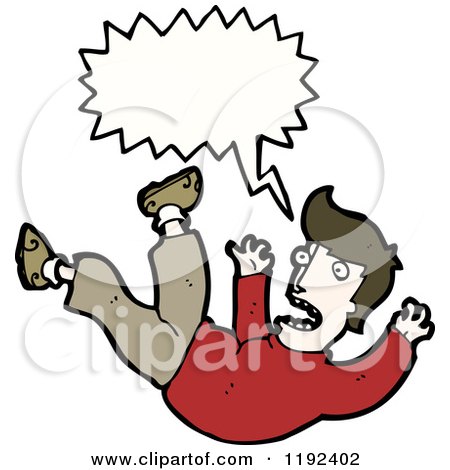 Cartoon of a Man Falling and Speaking - Royalty Free Vector Illustration by lineartestpilot