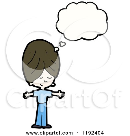 Cartoon of a Girl Thinking - Royalty Free Vector Illustration by lineartestpilot