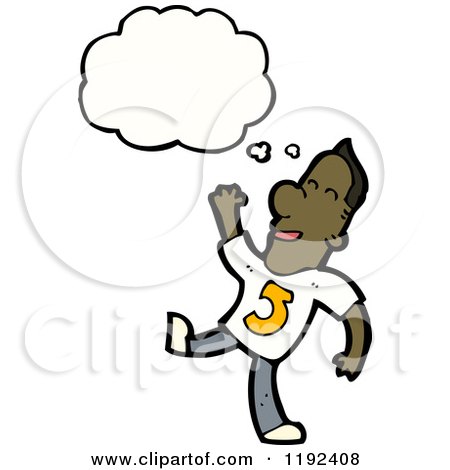 Cartoon of a Man Wearing a Shirt with the Number 5 Speaking - Royalty Free Vector Illustration by lineartestpilot