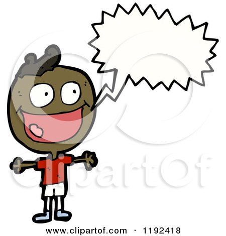 Cartoon of a Black Boy Speaking - Royalty Free Vector Illustration by lineartestpilot