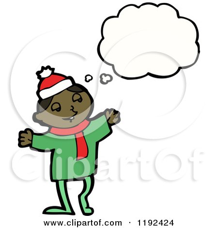Cartoon of a Black Christmas Elf - Royalty Free Vector Illustration by lineartestpilot