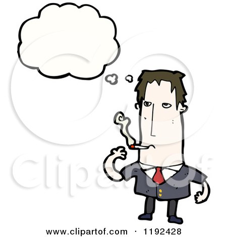 Cartoon of a Businessman Smoking and Thinking - Royalty Free Vector Illustration by lineartestpilot