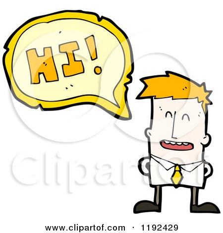 Cartoon of a Man Saying Hi - Royalty Free Vector Illustration by lineartestpilot