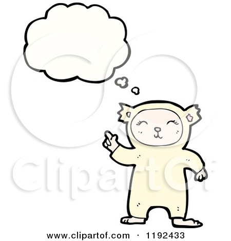 Cartoon of a Child in an Animal Costume Thinking - Royalty Free Vector Illustration by lineartestpilot