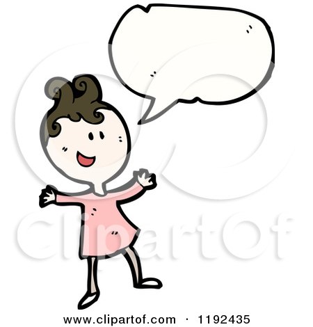 Cartoon of a Happy Girl Speaking - Royalty Free Vector Illustration by lineartestpilot