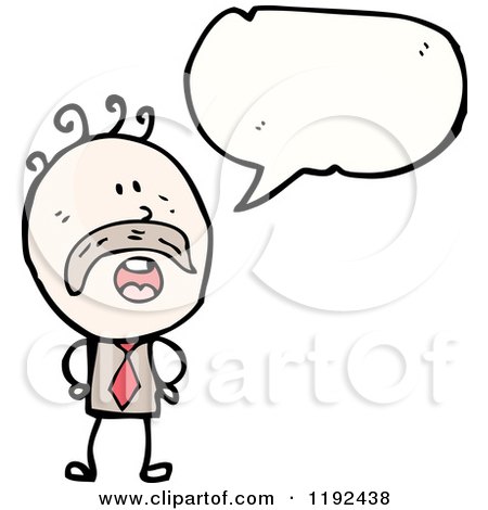 Cartoon of a Man with a Mustache Speaking - Royalty Free Vector Illustration by lineartestpilot